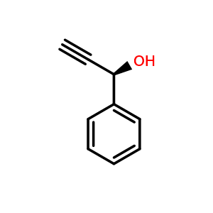 Chemical structure of (R)-1-Phenyl-2-propyn-1-ol , CAS 61317-73-5, AChemBlock U136319