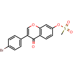 Chemical structure of 3-(4-Bromophenyl)-7-[(methylsulfonyl)oxy]-4-oxo-4H-chromene , CAS 610753-87-2, AChemBlock U136328