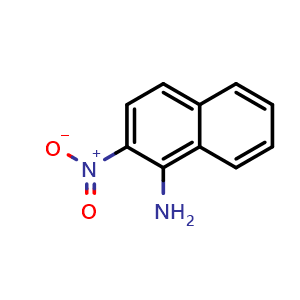 Chemical structure of 2-Nitro-1-naphthalenamine , CAS 607-23-8, AChemBlock U136336