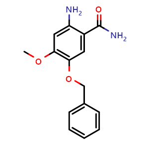 Chemical structure of 2-Amino-5-(benzyloxy)-4-methoxybenzamide , CAS 60547-95-7, AChemBlock U136344