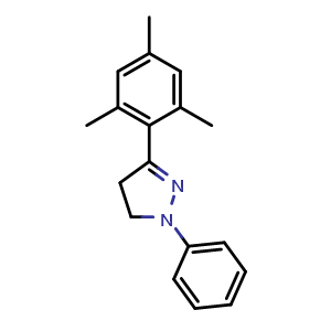 Chemical structure of 1-Phenyl-3-(2,4,6-trimethylphenyl)-2-pyrazoline , CAS 60078-97-9, AChemBlock U136356