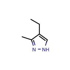 Chemical structure of 4-Ethyl-3-methyl-1H-pyrazole , CAS 60061-76-9, AChemBlock U136358