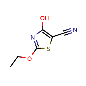 Chemical structure of 2-Ethoxy-4-hydroxythiazole-5-carbonitrile , CAS 59965-53-6, AChemBlock U136360