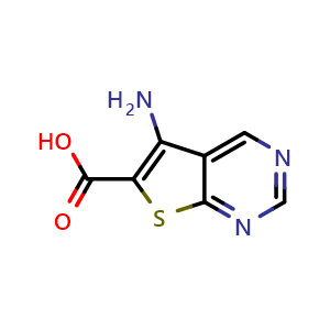Chemical structure of 5-Aminothieno[2,3-d]pyrimidine-6-carboxylic acid , CAS 59488-81-2, AChemBlock U136372