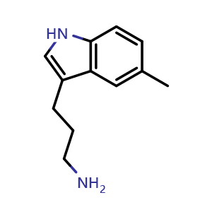 Chemical structure of 3-(5-Methyl-3-indolyl)-1-propanamine , CAS 586336-25-6, AChemBlock U136400