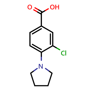 Chemical structure of 3-Chloro-4-pyrrolidinobenzoic acid , CAS 585517-09-5, AChemBlock U136401