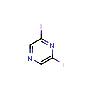 Chemical structure of 2,6-Diiodopyrazine , CAS 58138-79-7, AChemBlock U136424