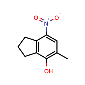 Chemical structure of 4-Hydroxy-5-methyl-7-nitro-2,3-dihydro-1H-indene , CAS 575504-26-6, AChemBlock U136448