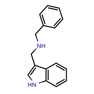 Chemical structure of N-(3-Indolylmethyl)benzylamine , CAS 57506-64-6, AChemBlock U136453