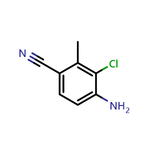 Chemical structure of 4-Amino-3-chloro-2-methylbenzonitrile , CAS 573767-71-2, AChemBlock U136458