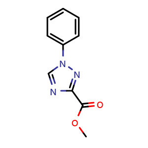 Chemical structure of methyl 1-phenyl-1H-1,2,4-triazole-3-carboxylate , CAS 57226-96-7, AChemBlock U136469