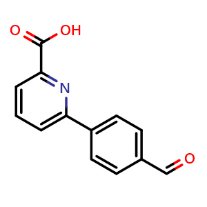 Chemical structure of 6-(4-Formylphenyl)-2-pyridinecarboxylic acid , CAS 566198-31-0, AChemBlock U136491