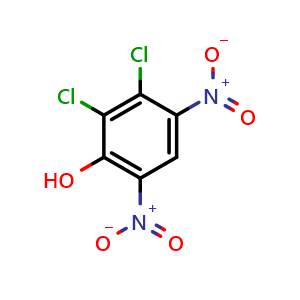 Chemical structure of 2,3-dichloro-4,6-dinitrophenol , CAS 55346-96-8, AChemBlock U136533
