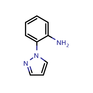 Chemical structure of 2-(1-Pyrazolyl)aniline , CAS 54705-91-8, AChemBlock U136546