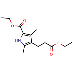 Chemical structure of Ethyl 2,4-Dimethyl-5-(ethoxycarbonyl)-3-pyrrolepropionate , CAS 54278-10-3, AChemBlock U136565