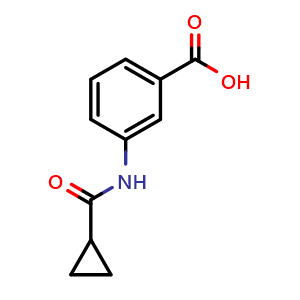 Chemical structure of 3-[(Cyclopropylcarbonyl)amino]benzoic acid , CAS 54057-68-0, AChemBlock U136577