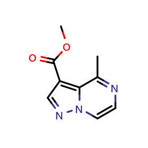 Chemical structure of Methyl 4-methylpyrazolo[1,5-a]pyrazine-3-carboxylate , CAS 53902-65-1, AChemBlock U136585