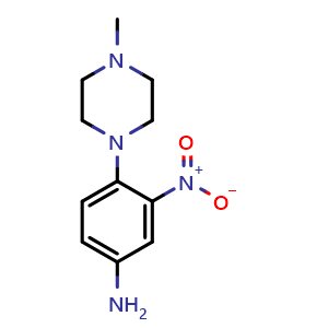 Chemical structure of 4-(4-Methyl-1-piperazinyl)-3-nitroaniline , CAS 5367-67-9, AChemBlock U136592