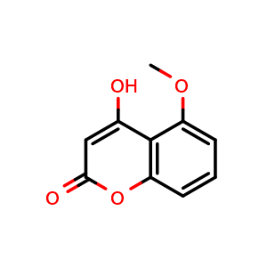 Chemical structure of 4-Hydroxy-5-methoxy-2H-chromen-2-one , CAS 53666-76-5, AChemBlock U136594
