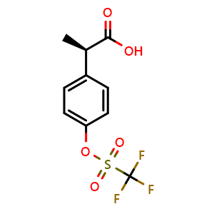 Chemical structure of (R)-2-[4-[[(trifluoromethyl)sulfonyl]oxy]phenyl]propanoic acid , CAS 533931-60-1, AChemBlock U136607
