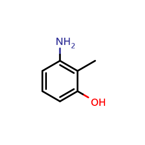 Chemical structure of 3-Amino-2-methylphenol , CAS 53222-92-7, AChemBlock U136616