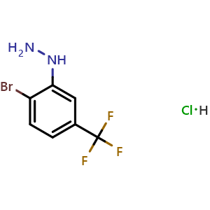 Chemical structure of 2-Bromo-5-(trifluoromethyl)phenylhydrazine hydrochloride , CAS 529512-78-5, AChemBlock U136623
