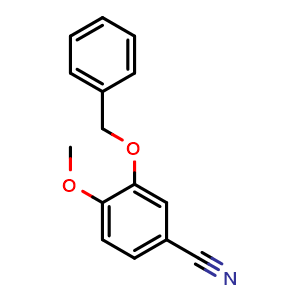 Chemical structure of 3-(Benzyloxy)-4-methoxybenzonitrile , CAS 52805-37-5, AChemBlock U136629
