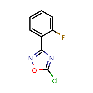 Chemical structure of 5-Chloro-3-(2-fluoro-phenyl)-[1,2,4]oxadiazole , CAS 525574-81-6, AChemBlock U136641