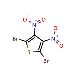 Chemical structure of 2,5-Dibromo-3,4-dinitrothiophene , CAS 52431-30-8, AChemBlock U136648