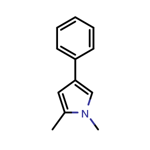 Chemical structure of 1,2-Dimethyl-4-phenyl-1H-pyrrole , CAS 52266-24-7, AChemBlock U136652