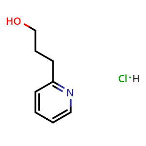 Chemical structure of 3-(2-Pyridyl)-1-propanol hydrochloride , CAS 52225-87-3, AChemBlock U136654