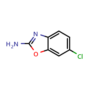 Chemical structure of 2-Amino-6-chlorobenzoxazole , CAS 52112-68-2, AChemBlock U136660