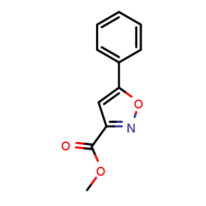 Chemical structure of methyl 5-phenylisoxazole-3-carboxylate , CAS 51677-09-9, AChemBlock U136675