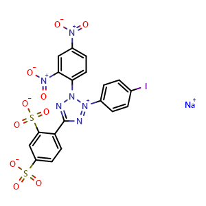 Chemical structure of 2-(4-Iodophenyl)-3-(2,4-dinitrophenyl)-5-(2,4-disulfophenyl)-2H-tetrazolium Sodium Salt , CAS 515111-36-1, AChemBlock U136686