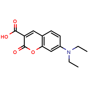 Chemical structure of 7-(Diethylamino)coumarin-3-carboxylic acid , CAS 50995-74-9, AChemBlock U136708
