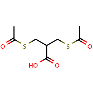 Chemical structure of 3-(Acetylthio)-2-[(acetylthio)methyl]propanoic acid , CAS 50826-72-7, AChemBlock U136717