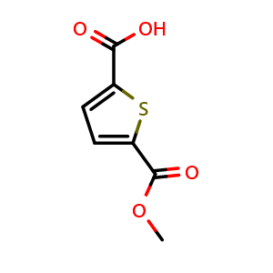 Chemical structure of 5-(Methoxycarbonyl)-2-thiophenecarboxylic acid , CAS 50340-79-9, AChemBlock U136741