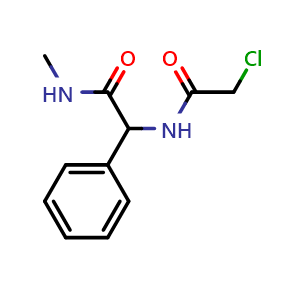 Chemical structure of 2-(2-Chloroacetamido)-N-methyl-2-phenylacetamide , CAS 502989-57-3, AChemBlock U136743