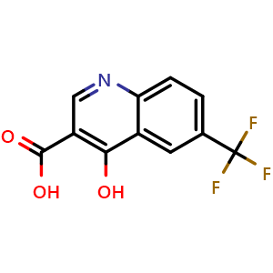 Chemical structure of 4-Hydroxy-6-(trifluoromethyl)quinoline-3-carboxylic acid , CAS 49713-47-5, AChemBlock U136765