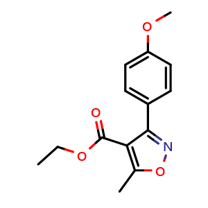 Chemical structure of Ethyl 3-(4-Methoxyphenyl)-5-methylisoxazole-4-carboxylate , CAS 495417-31-7, AChemBlock U136773