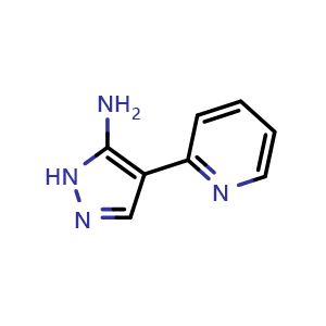 Chemical structure of 5-Amino-4-(2-pyridyl)pyrazole , CAS 493038-87-2, AChemBlock U136775