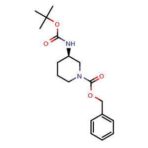 Chemical structure of (R)-Benzyl 3-(tert-butoxycarbonyl-amino)piperidine-1-carboxylate , CAS 485820-12-0, AChemBlock U136782