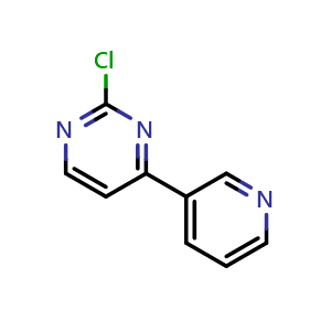 Chemical structure of 2-Chloro-4-(3-pyridyl)pyrimidine , CAS 483324-01-2, AChemBlock U136785