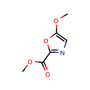 Chemical structure of Methyl 5-Methoxyoxazole-2-carboxylate , CAS 477870-14-7, AChemBlock U136792