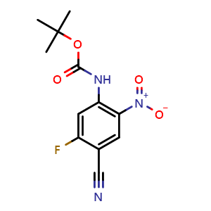 Chemical structure of 4-(Boc-amino)-2-fluoro-5-nitrobenzonitrile , CAS 473537-38-1, AChemBlock U136803