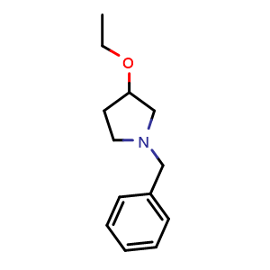 Chemical structure of 1-Benzyl-3-ethoxypyrrolidine , CAS 46441-02-5, AChemBlock U136814