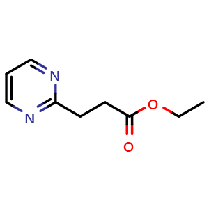 Chemical structure of ethyl 3-(pyrimidin-2-yl)propanoate , CAS 459818-76-9, AChemBlock U136818