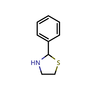 Chemical structure of 2-phenylthiazolidine , CAS 4569-82-8, AChemBlock U136825