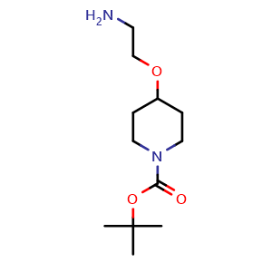 Chemical structure of 2-[(1-Boc-4-piperidyl)oxy]ethanamine , CAS 442126-36-5, AChemBlock U136856