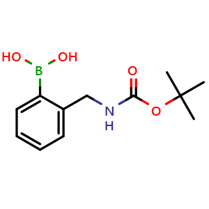 Chemical structure of 2-[(Boc-amino)methyl]phenylboronic acid , CAS 433969-27-8, AChemBlock U136865